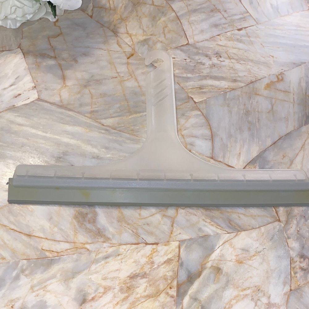 Frosted Clear‎ Plastic Shower Squeegee with Hanging Hook and Grey Rubber Blade